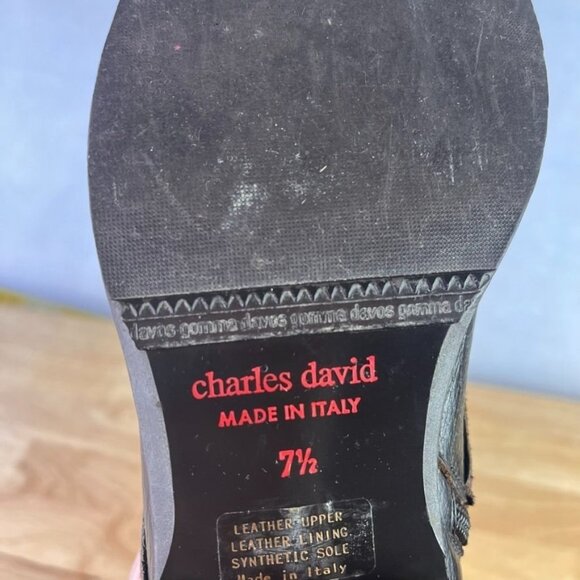 Charles David Regiment Zip & Lace Up Brown Military Combat Leather Boots Italy - Picture 8 of 15